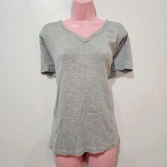 Faded Glory - T-Shirt Lace Trim Basics - Plus Size 26/28 W - Gray - 100% Cotton - Picture 1 of 8